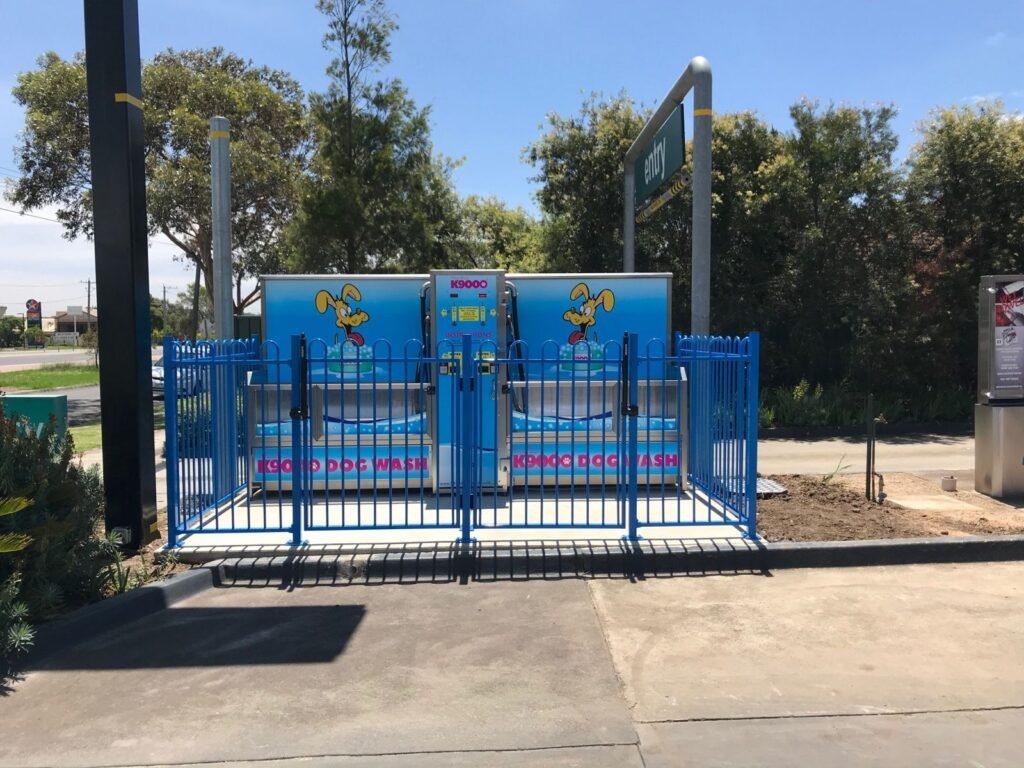Fenced self-serve dog wash area at Extreme Clean Car Wash, Mickleham Road Gladstone Park