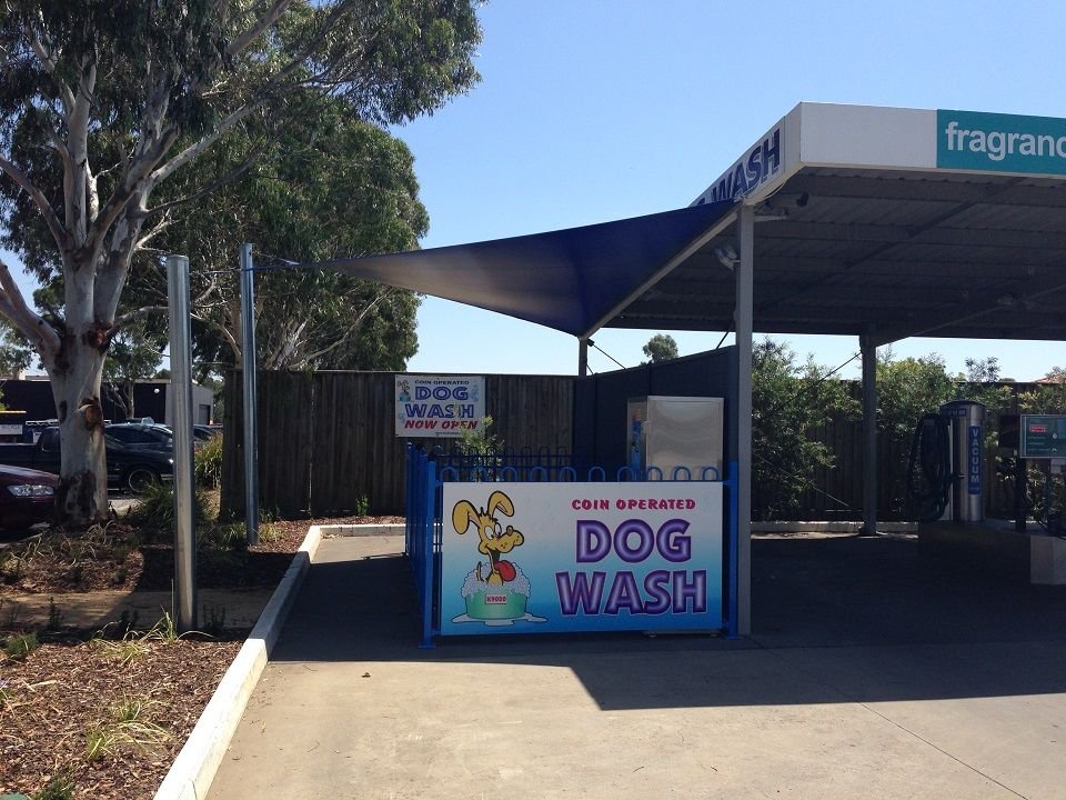Coin operated DIY dog wash under shade at Extreme Clean Car Wash Pakenham