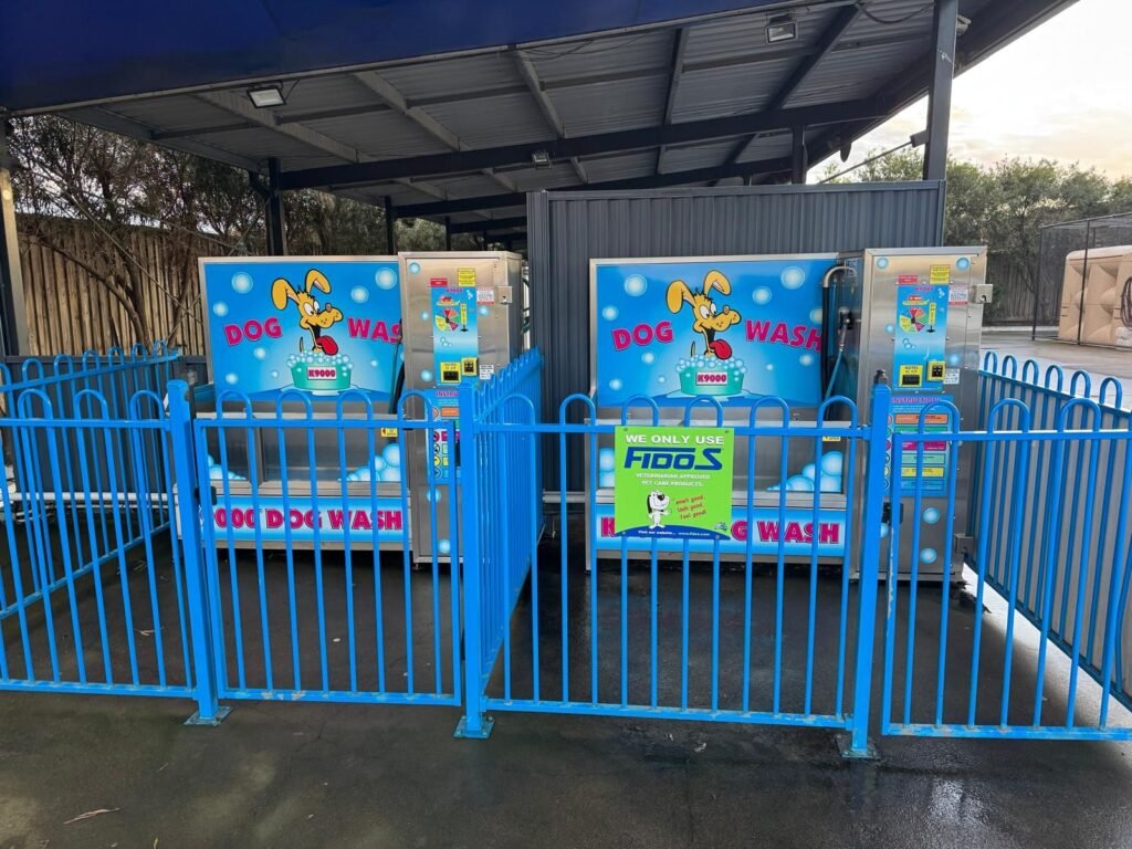 Twin K9000 dog wash tubs with Fido's products at Extreme Clean Pakenham